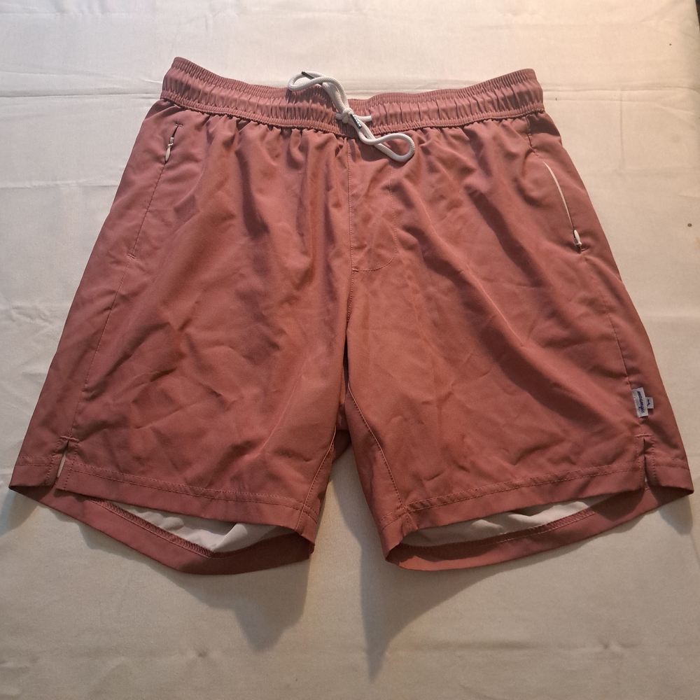 Maamgic Men Pink Athletic Gym Workout Shorts M Elastic Waist‎ Drawstring Pockets